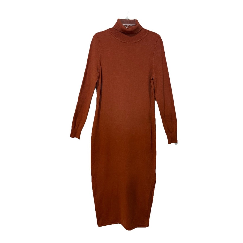 Express Small Knit Maxi Sweater Dress Orange Fall Pumpkin Cinnamon Quiet Luxury
